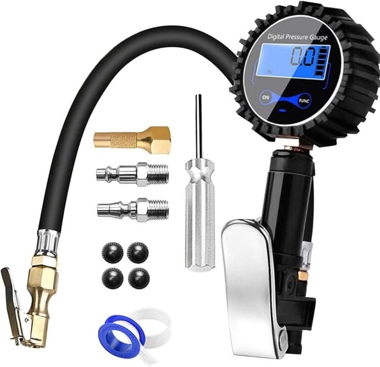 Reifendruckprüfer, digitaler Reifendruckprüfer, 200 PSI-Kompressor, Inflator mit digitaler LCD-Anzeige und mehreren Zube...
