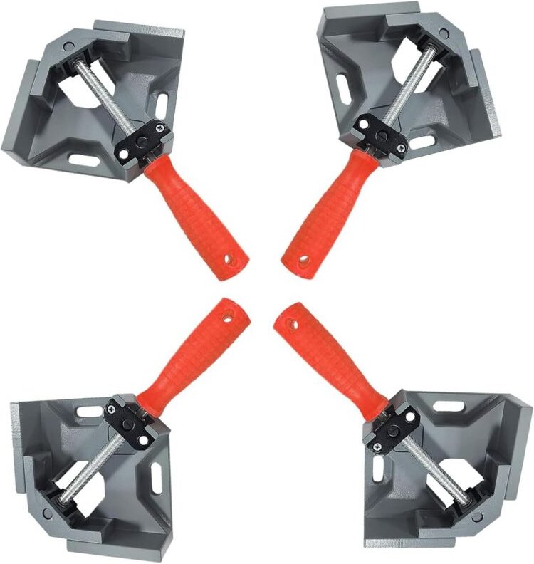 4 Stück Winkelspanner 90 Grad - Aluminium-Legierung Eckspanner Mit Swing Kiefer, Single Handle Winkelklemme für Holz,Leg...