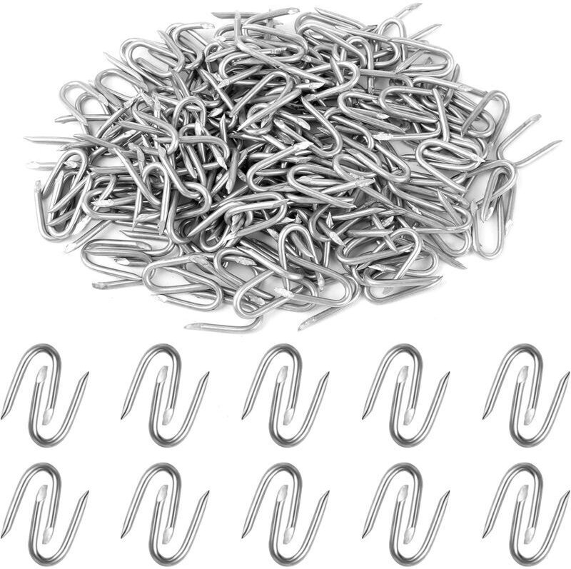 200 U-förmige Zaunnägel, doppelspitzige U-förmige Eisennägel zur Befestigung von Rasen, Zäunen und Sonnenschutznetzen