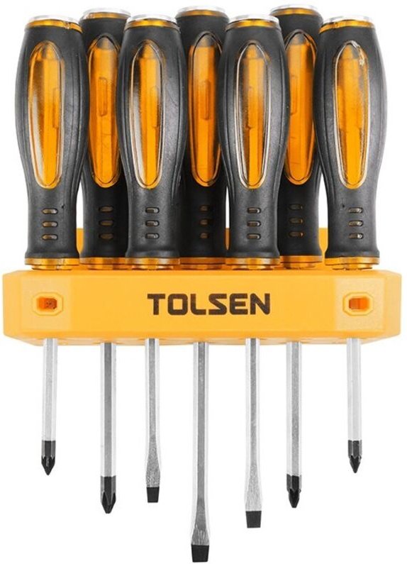 TOLSEN 7-teiliges Cr-V-Schraubendreher-Set mit Komfortgriff und magnetischer Spitze