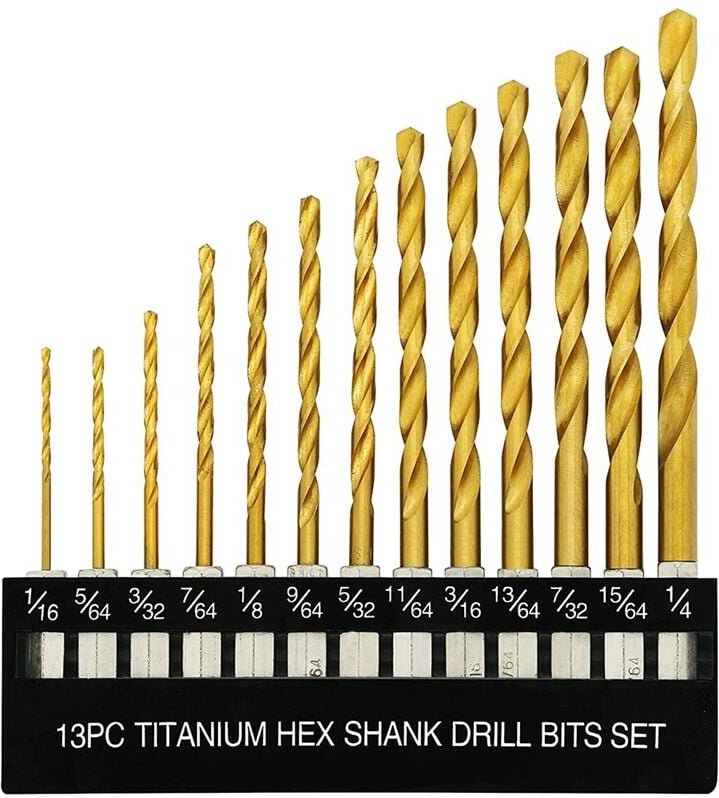 Tlily - Titan-Sechskantbohrer-Set, 135-Grad-Spitze, HSS-Schlagbohrer für Metall, Holz, Schnellwechsel-Design