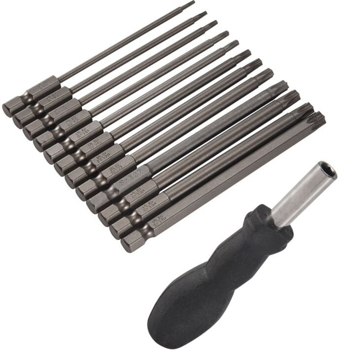 13 StüCkes 100 Mm Langes Torx Schraubendreher Bit Set, Magnetisches Set T6-T40, 1/4 Sechskantschaft Elektroschrauber Wer...