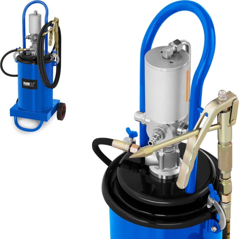 MSW - Fettpreße Druckluft Fettpresse Pneumatisch Abschmierpresse Fahrbar 12 l 320 Bar