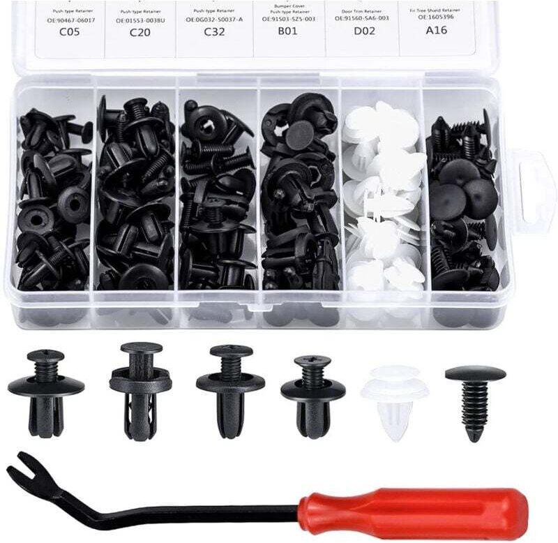 100 Stück Kunststoffnietclips, Schutzbefestigungen in verschiedenen Formen und Größen, universell für Autotürverkleidung...