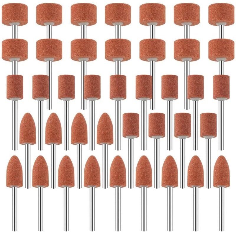 42 Stücke Korund Schleifstift-Set Steinschleif-Polierkopf zum Schleifen, Polieren, Entgraten