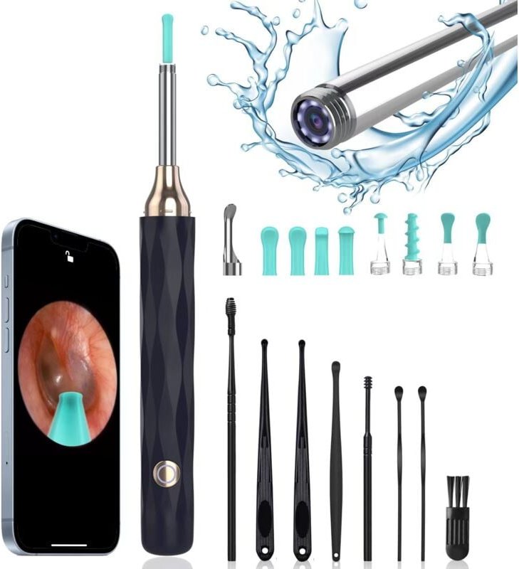 Caméra d'inspection Otoscope Oreille 1080P HD 3,5mm IP67 Étanche Nettoyant Oreille Avec 6 Lumières LED Outil de Nettoyag...