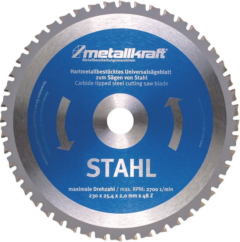 Metallkraft - Sägeblatt für Stahl 230 x 2,0 x 25,4 mm Z48, für dünnes Material