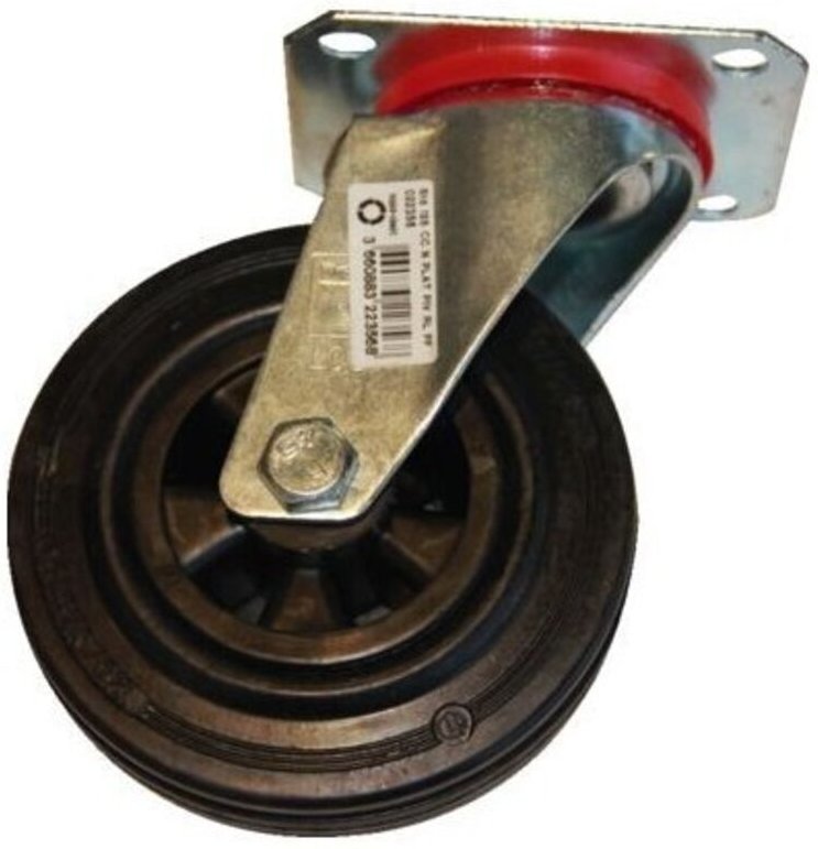 Schwarzer Gummi-Roulette, drehbar, blockierend, Durchmesser 125 H 155