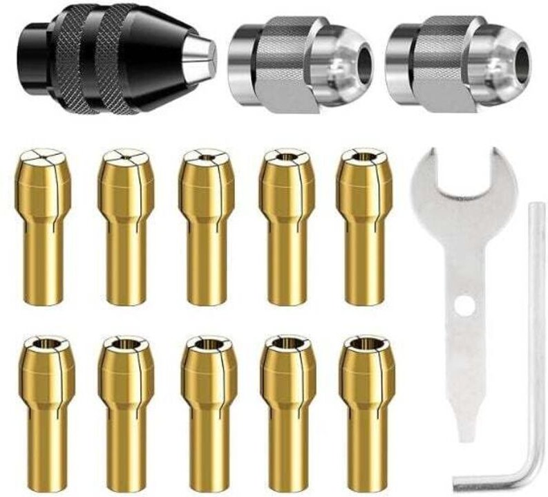 YMYNY 15-teiliges Bohrfutter, Zubehör für Drehwerkzeuge, 0,8 mm bis 3,2 mm Ersatz-Schnellwechselfutter 4486, Ersatz-Meta...