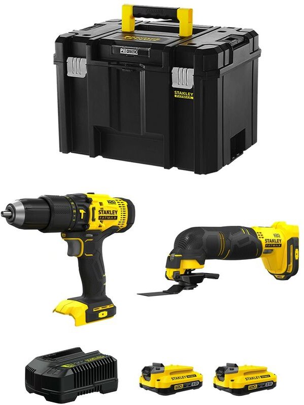 Stanley - FatMax Kit SVK206 (SFMCD711 + SFMCE500 + 2 x 2,0 Ah + Ladegerät + tstak vi)