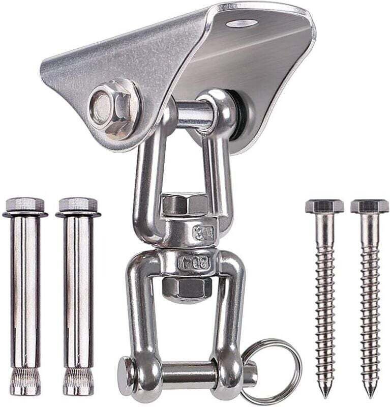Schwerlast-Deckenhaken aus Edelstahl SUS304, 360° drehbar, 4 Befestigungsschrauben für Beton und Holz, Aufhängeset für Y...