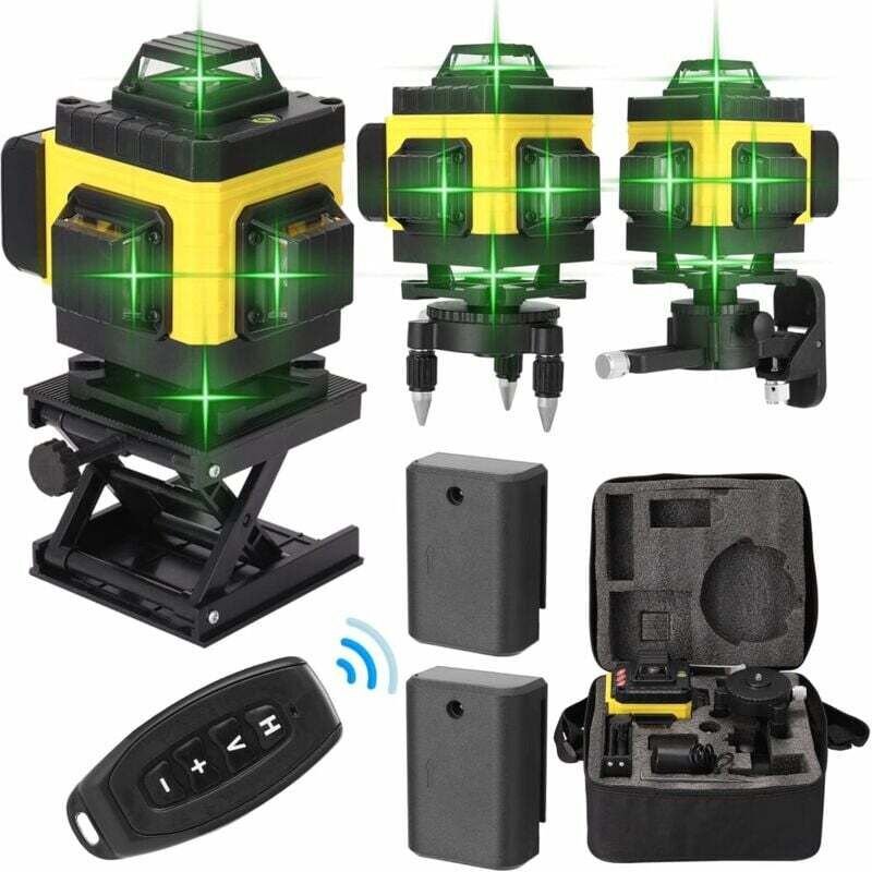 360° 4D 16-Linien-Laser-Nivelliergerät, selbstnivellierend, grün, mit 2 x 1200 mAh wiederaufladbaren Lithium-Ionen-Akkus...