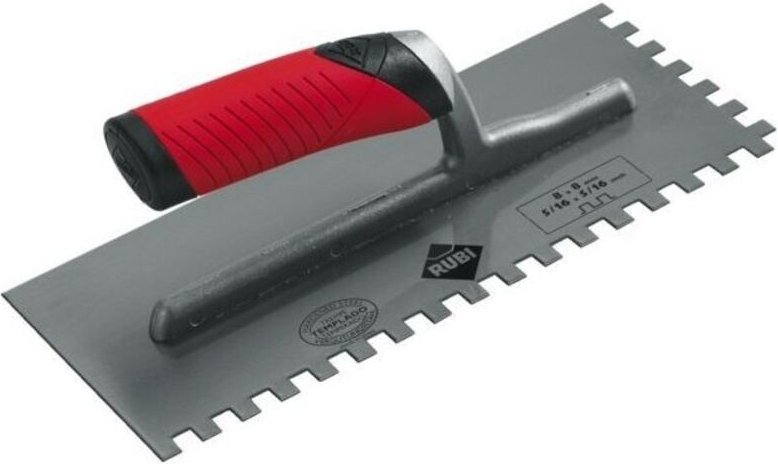 Kamm aus Stahl mit Kleber 28 cm, quadratische Zähne 4,5x4,5 mm - Rubi