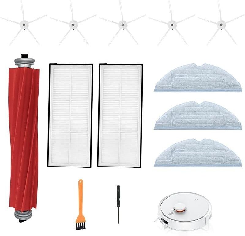 Vordere Bürsten-Ersatzset für Roborock S7 T8Plus T7s S7 Maxv Ultra S8 Pro Ultra Saugroboter, 1 Hauptbürste, 5 Seitenbürs...