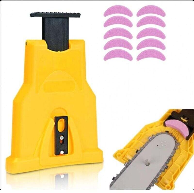Kettensägen-Schärfgerät, Kettensägen-Schärfset, Tragbares Kettensägen-Schärfgerät mit 10 Schleifsteinen, Schnellwerkzeug...