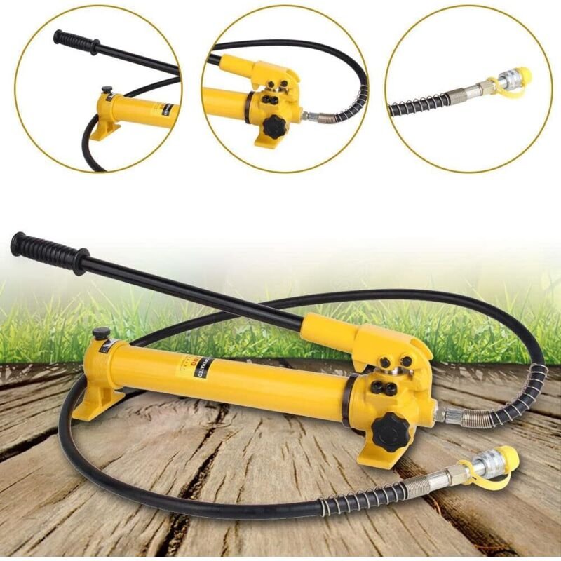 Hydraulische Handpumpe 70MPa, mit Schlauch, für den Anschluss von Steckjacken, Werkzeugen, Hydraulikzangen, 1,8 m langen...