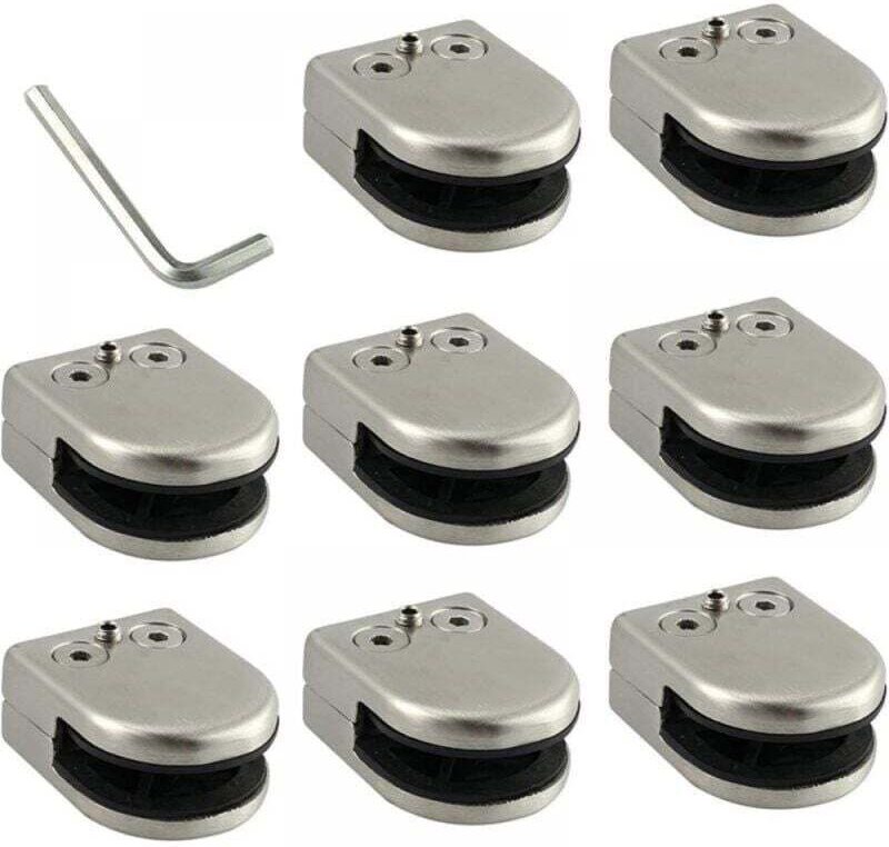 Glasklemme, 8 Stück, 6–8 mm, Edelstahl 304, Glasclip-Klemmenhalterung, flache Rückseite, Chrom-Finish für Balustrade