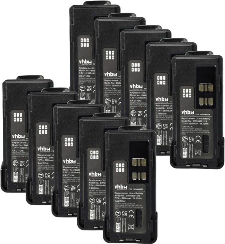 vhbw 10x Akku Ersatz für Motorola PMNN4416, PMNN4417, PMNN4416AR für Funkgerät, Walkie Talkie (2600 mAh, 7,4 V, Li-Ion) ...