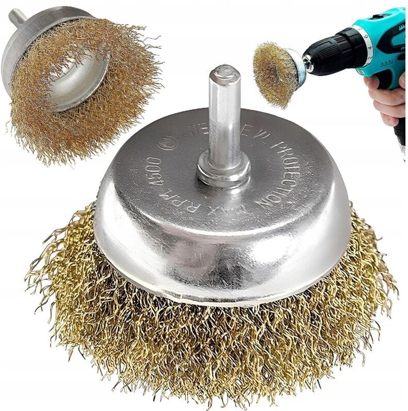 80 mm dichte, messingbeschichtete Stahldrahtbürste für Bohrmaschinen