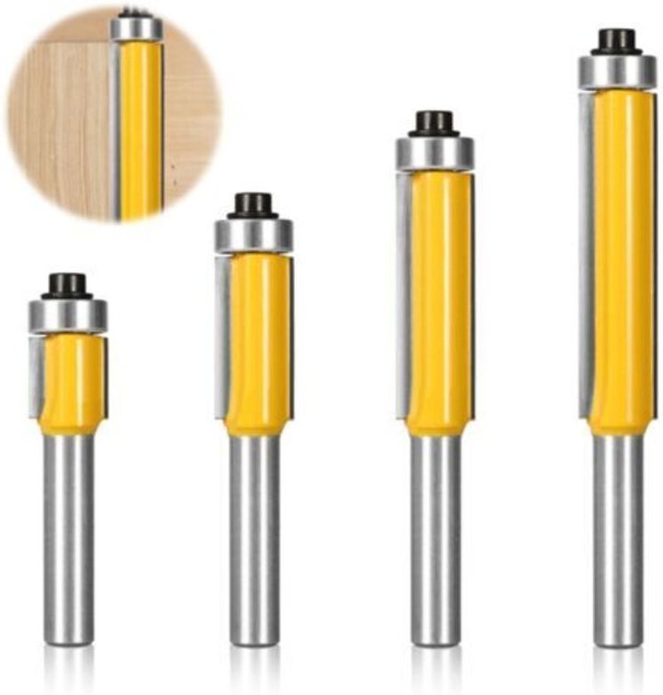 4 Stück Kopierfräser mit 8-mm-Schaft, Fräser mit oberem Lager, Fräsen für Holzarbeiten, für bündiges Schneiden von Holzl...