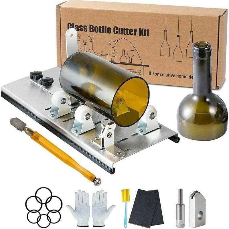 Verstellbares Glasflaschen-Schneideset, DIY-Werkzeug, Edelstahl-Schneidemaschinen-Set für Wein-, Bier-, Spirituosen-, Wh...