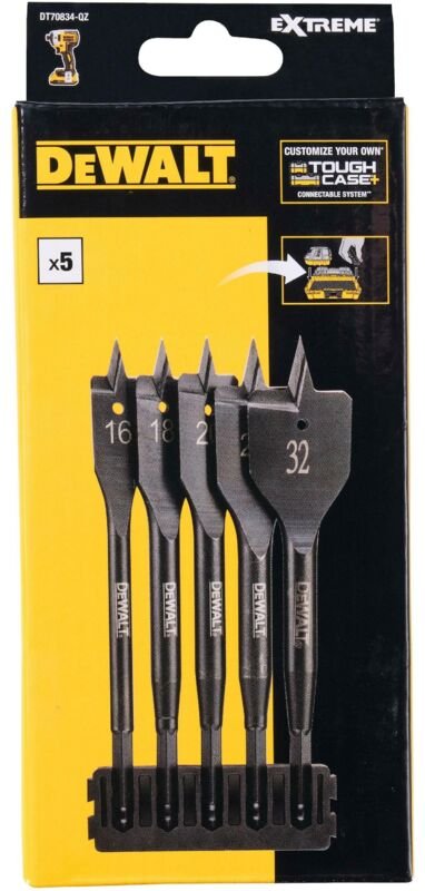 DT70834-QZ, set de Flachbohrer für Holz, professioneller Einsatz in der Schreinerei, präzises und schnelles Bohren de 16...