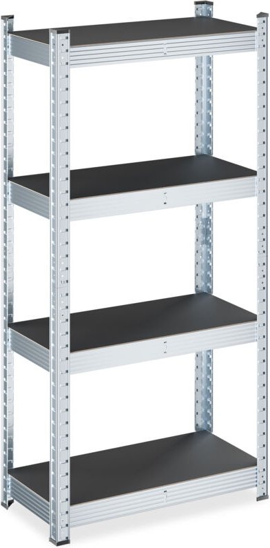 Schwerlastregal, HxBxT: 120 x 60 x 30 cm, 700 kg, verzinkter Stahl, Lagerregal Keller & Garage, schwarz/silber - Relaxda...