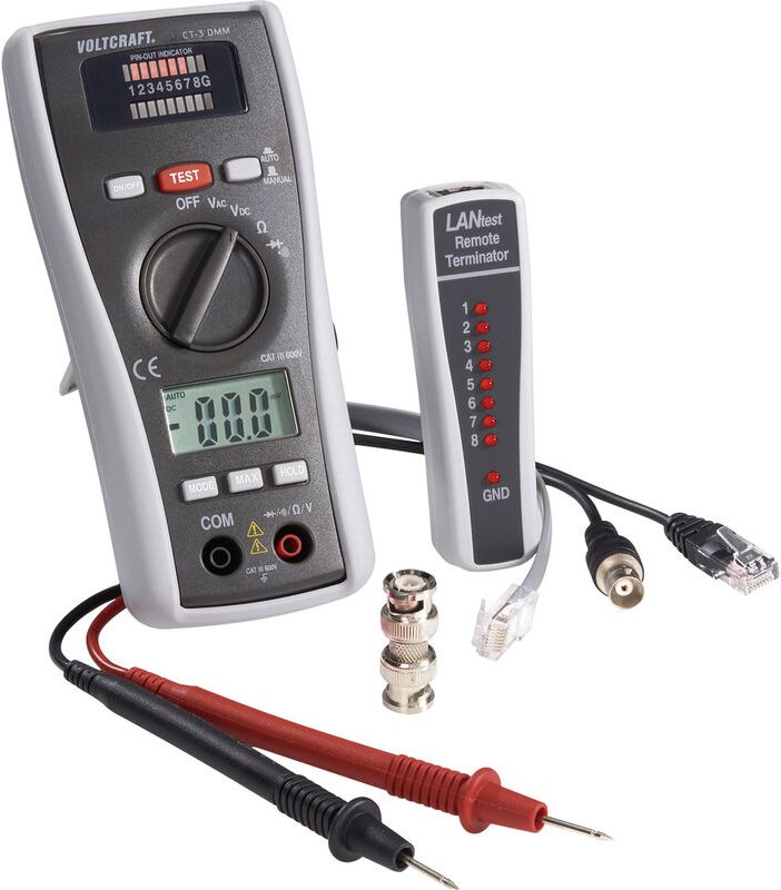 Kabeltester CT-3 dmm Voltcraft Geeignet für bnc, RJ11 und RJ45