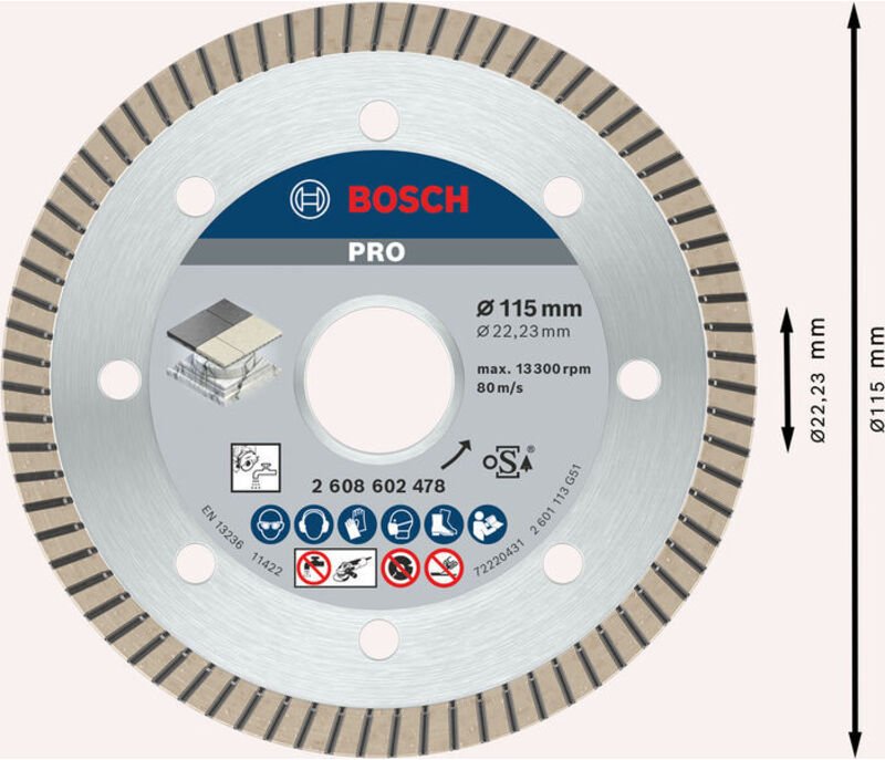 Pro Keramik Diamantscheibe,115x22.2 - 2608602478 - Bosch