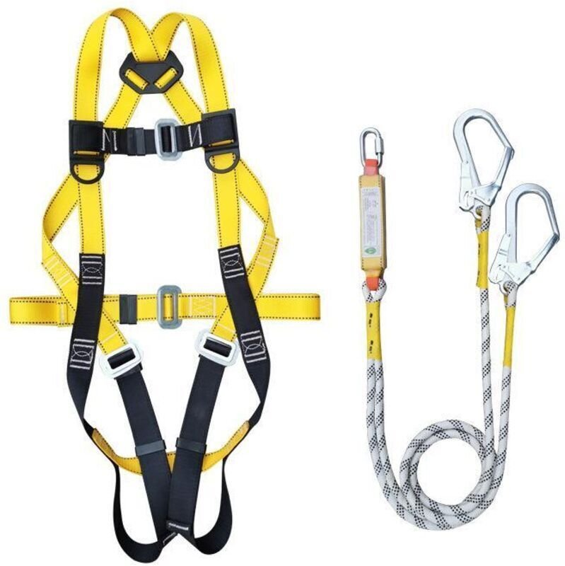 Ineasicer Auffangset. Gurtzeug mit 2 Befestigungspunkten (rücken- und thorakal) und einem Stützgurt.