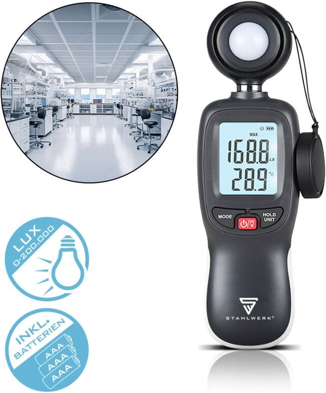 STAHLWERK Luxmeter Digitaler Belichtungsmesser bis 200.000 Lux
