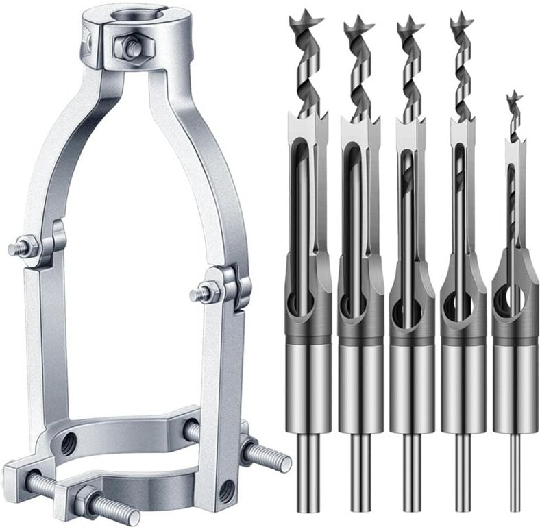 Tlily - Vierkantlochbohrer-Adapter und Set für Hohlmeißel-Zapfenschneider