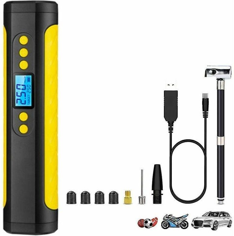 Tragbarer Luftkompressor, Mini-Inflator, elektrische Pumpe, Notfall-Reifenfüller mit LCD-LED, Lightmobile Power, wiedera...
