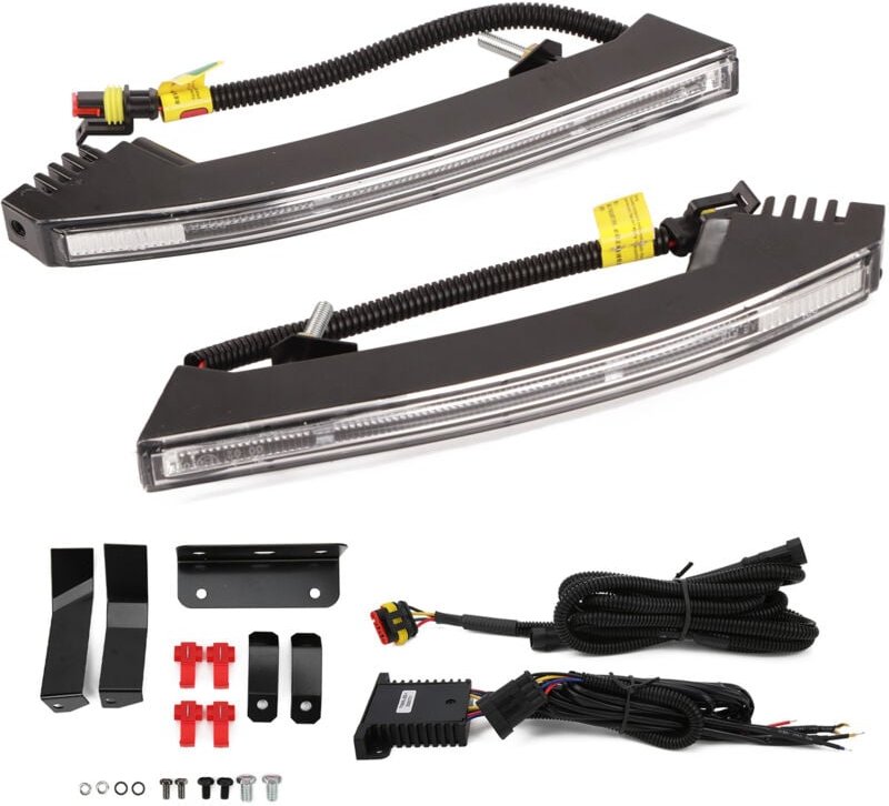 Weiß/gelbes LED-Tagfahrlicht für die vordere Stoßstange, universeller Blinker, 2 Stück.