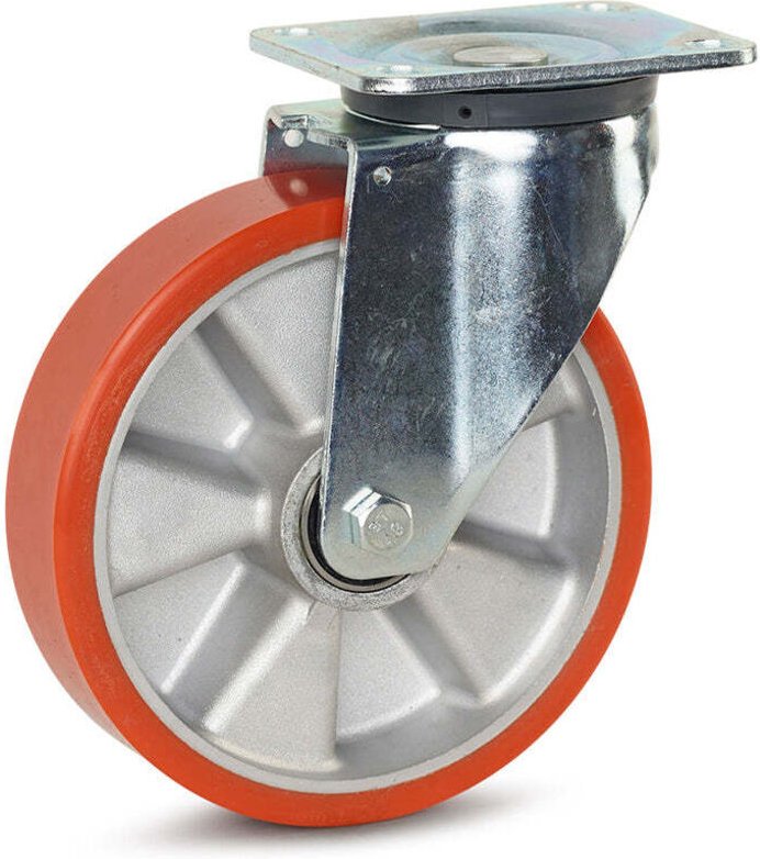Drehgabel mit polyurethan-rad mit verzinkter stahlplatte MM.80 A.90