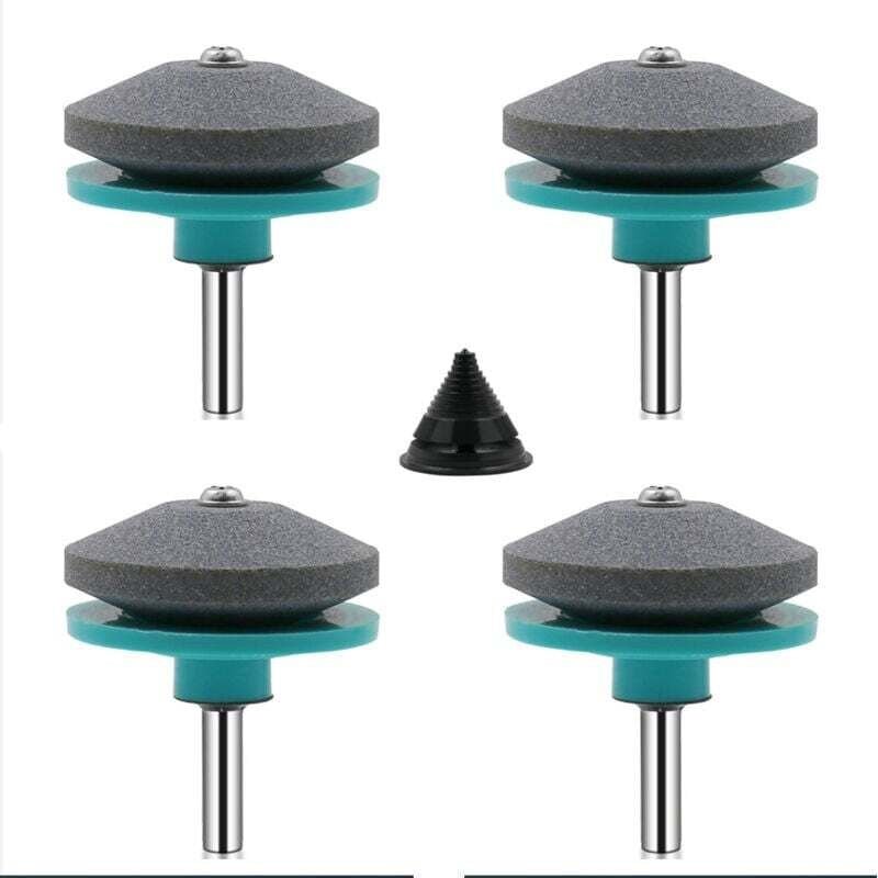 Universeller Rasenmähermesserschärfer, 4-teilig, Rasenmäherzubehör mit 1 Messerauswuchtset (grün und blau)