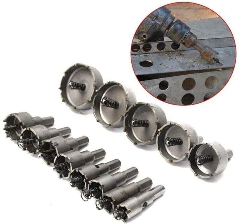 13-teiliges Lochsägen-Stahlbohrer-Set – HSS-Hartmetallspitze – Edelstahl – Hohe Geschwindigkeit – 16–53 mm – Für Kunstst...