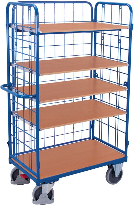 VARIOfit Dreiwandwagen, hoch und vergittert mit 5 Etagen 1000x700mm Anthrazitgrau RAL 7016