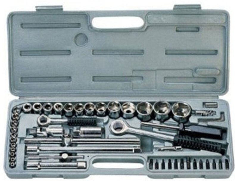 Trade Shop Traesio - Trade Shop - 52-teiliges professionelles Ratschen-Steckschlüssel-Set aus Chrom-Vanadium -