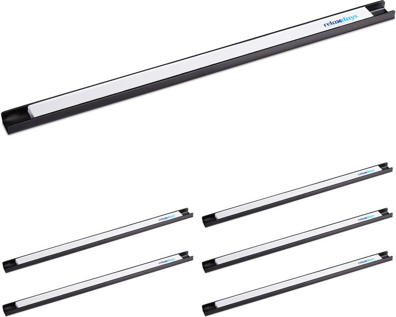 6 x Magnetleiste, für Werkzeug, stark magnetisch, Werkstatt, Garage, Büro, Werkzeugleiste, 45 cm, Stahl, schwarz/weiß