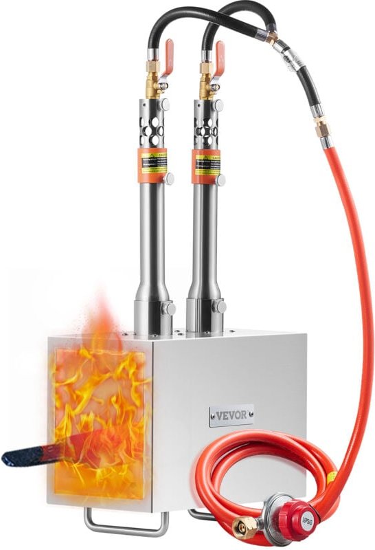 2 Brenner Propan-Schmiede 2600℉, Edelstahl-Gas-Schmiede für Messer & Werkzeugbau, große Kapazität Platz für Metall-Schmi...