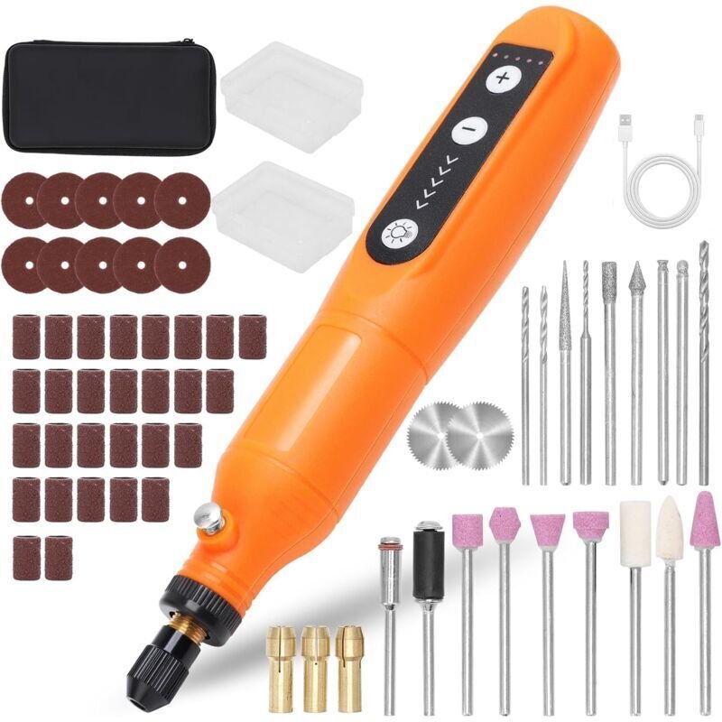 Vtizikl Outil rotatif sans fil – Mini perceuse électrique avec 5 vitesses variables et accessoires, kit de meulage pour