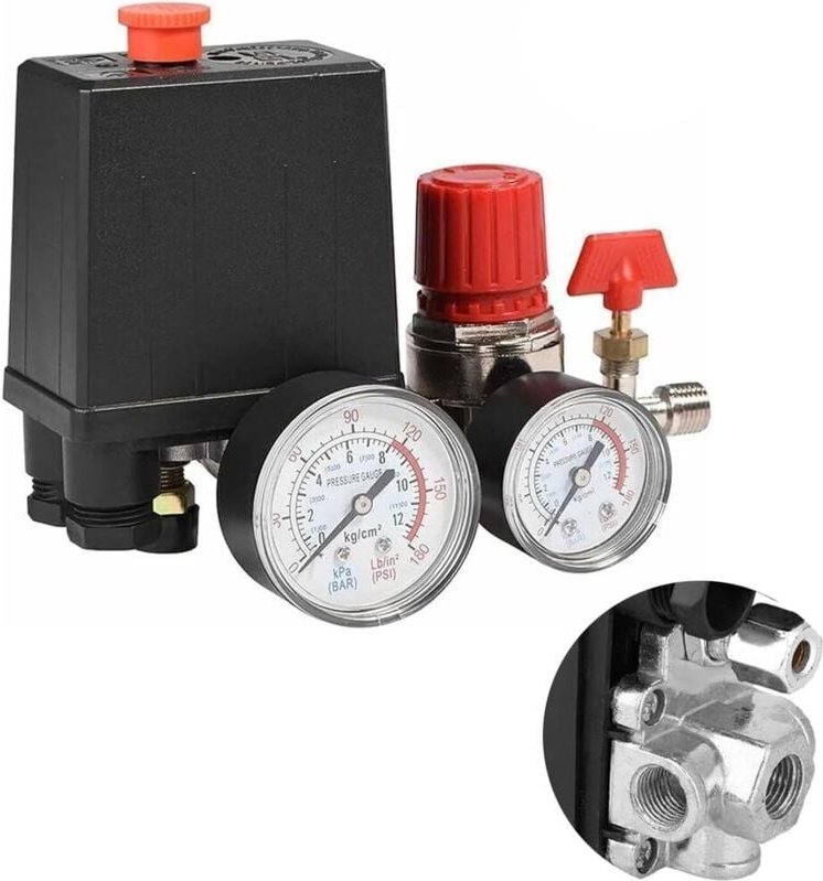 Druckschalterventil für Luftkompressoren, Druckschalter für Luftkompressoren mit Manometerregler, Druckschalter für Luft...
