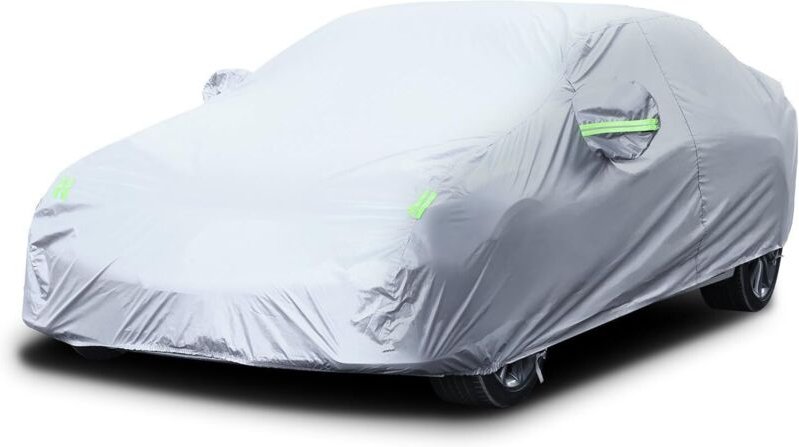 Autoschutzhülle - Auto Abdeckplane - Car Cover - Autoplane Silber (Packung, 1-St), reflektierende Streifen / Antikratzsi...