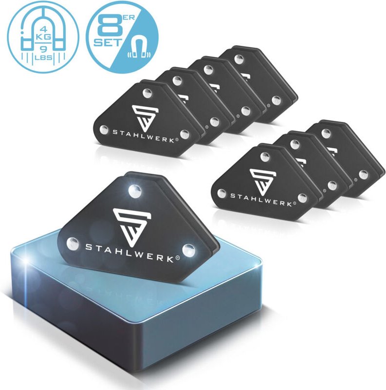 Stahlwerk - 2 x Schweißwinkel 4er Set Magnet 4 kg 9 lbs Schweißmagnet Magnetwinkel