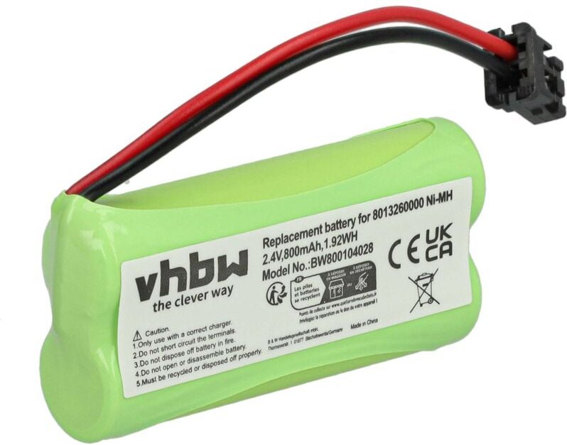 vhbw Ni-MH Akku 800mAh (2.4V) kompatibel mit schnurlos Festnetz Telefon ersetzt 2SNAAA70HSJ1, 2SN-AAA70H-S-J1, 2SNAAA70H...