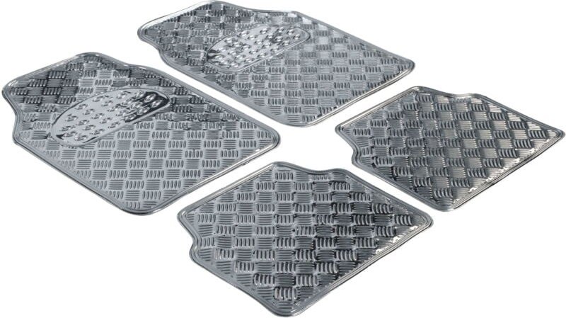 Universal Fußmatten Gummi Metallic RiffelblechLook Komplett-Set silber Fußmattenset - Walser