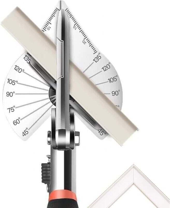 Winkelverstellbare Schneideschere für PVC-Kabelabdeckungen, Sockelleisten, Viertelkreisprofile und Fliesenkanten.