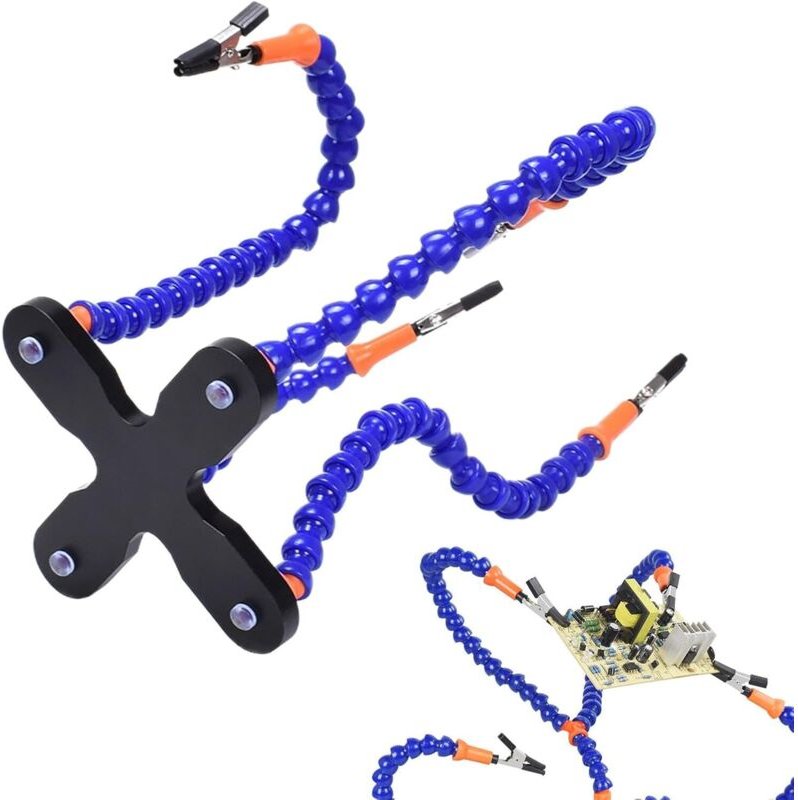 Helfende Hände beim Löten Löthalter mit 4 Armen Rutschfeste Aluminiumbasis mit Krokodilklemmen für Handwerk, Reparatur, ...