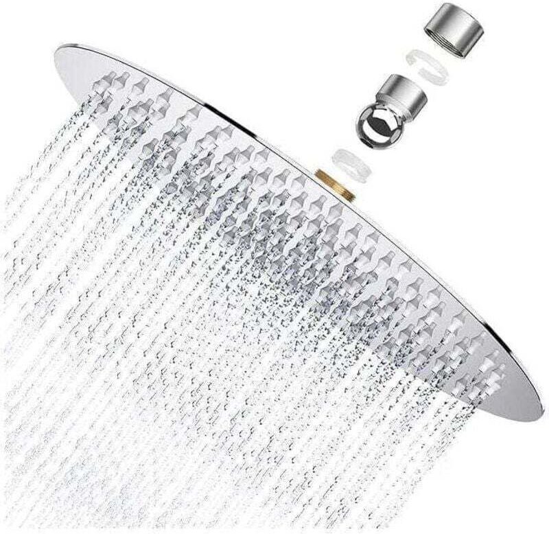 Leistungsstarker Duschkopf, XU, 8" runder Duschkopf aus Edelstahl AISI304, 20 x 20 cm feiner Regenduschkopf, FOREHILL wa...